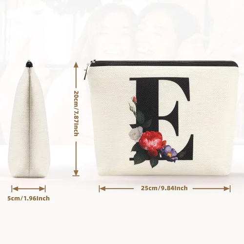 Miniatura 3 de Bolsa de maquillaje personalizada con inicial para mujer, bolsa de cosméticos con monograma, regalo de cumpleaños para mamá, regalo de dama