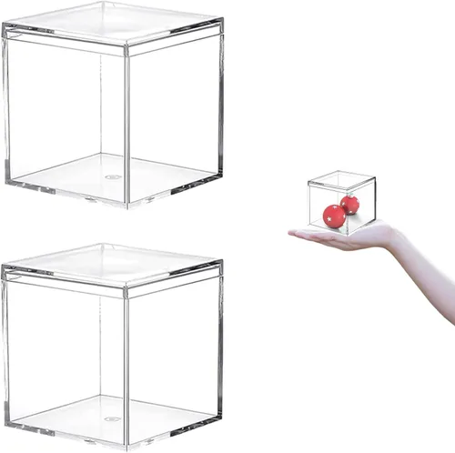 Miniatura 10 de KissYou Caja de Acrílico Transparente Caja de Exhibición con Tapa Cubo Cuadrado de Plástico Contenedores Transparentes Caja de Almacenamiento