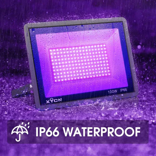 Miniatura 6 de YANYCN Paquete de 4 Luces LED Negras de 100W, Luz de Inundación de Luz Negra con Enchufe y Interruptor, 120VAC IP66 Impermeable Luz Negra