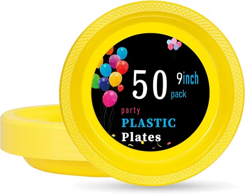 Miniatura 14 de WELLIFE Platos de plástico rojos de 7 pulgadas, 50 platos desechables para fiesta, día de la madre, plato pequeño de postre para cena, pasteles