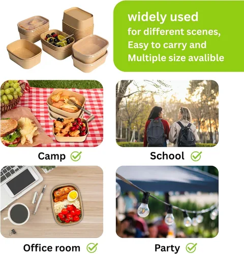 Miniatura 4 de Recipiente desechable de 17 onzas con tapas, 50 juegos de tazones de papel para acai compostables para fideos de sopa, aptos para microondas