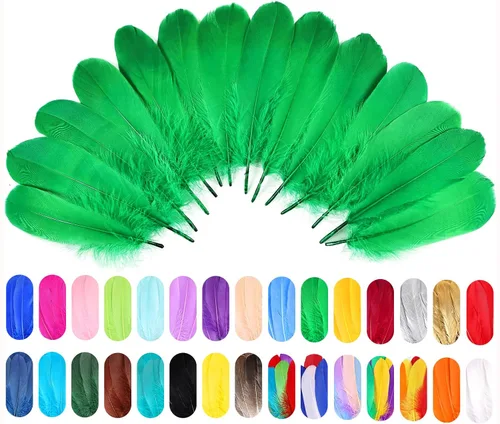 Miniatura 3 de FeelfunFeather 120 piezas de plumas de ganso verde hierba de 6-8 Pulgadas 15-20 cm decorativas naturales a granel para manualidades DIY, cosplay