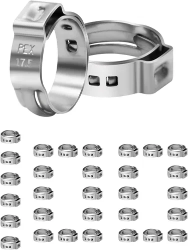 Miniatura 8 de Paquete de 200 abrazaderas PEX de 3/4 pulgadas, abrazaderas de manguera de oreja única de acero inoxidable 3/4" × 200