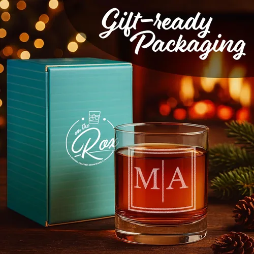 Miniatura 6 de On The Rox Regalos de whisky personalizados para hombres, vaso de whisky con monograma grabado grabado de 11 onzas, vaso de cóctel personalizado