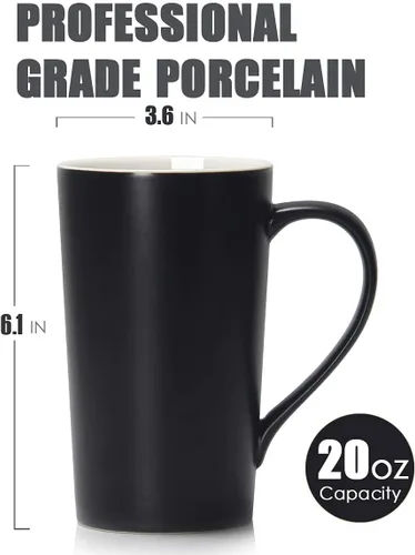 Miniatura 2 de Taza de Café de 20 Onzas Extra Grande, M007, Taza Alta Grande de Cerámica Lisa para Café con Leche, Capuchino y Té con Asa para Papá, Hombres