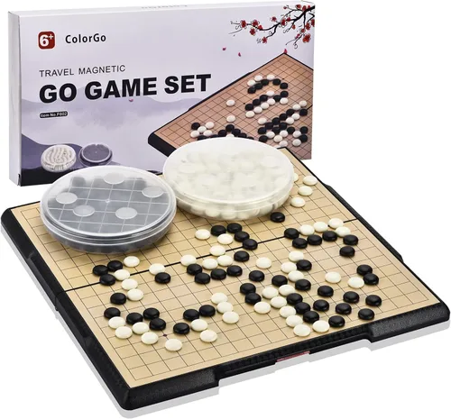 Juego de mesa Go de 19 x 19 pulgadas con tablero de viaje plegable grande (11.3 pulgadas) y piedras de plástico magnéticas juegos de estrategia Weiqi
