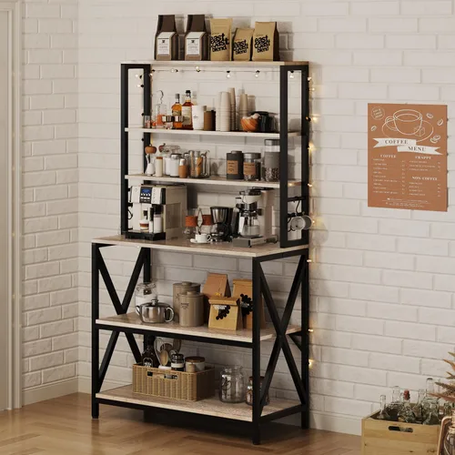 Miniatura 5 de Yaheetech Estante de Cocina para Panaderos de 6 Niveles, Mesa de Bar de Café de 31.5 Pulgadas, Gabinete de Soporte para Horno Microondas