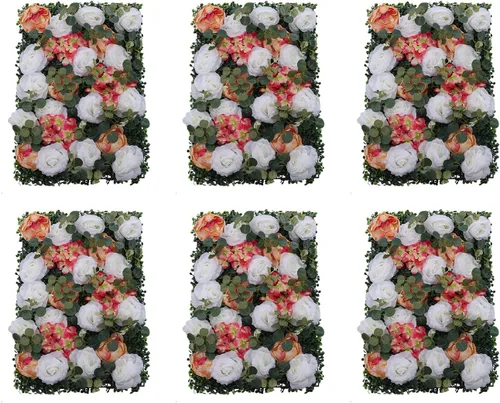 Miniatura 14 de Paneles de flores para decoración de pared, panel de fondo de pared de flores artificiales, decoración de flores, 23.6 x 15.7 in (24 x 16 pulgadas)