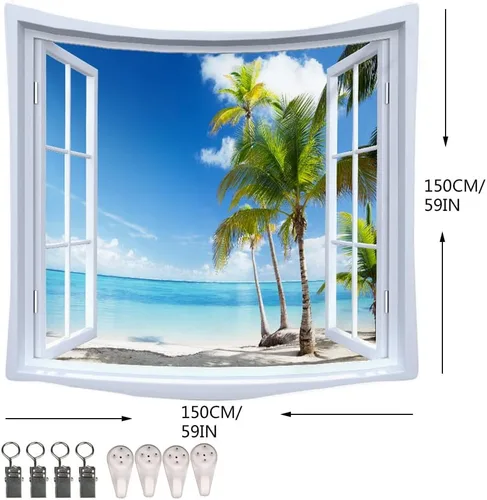 Miniatura 5 de WANLIAN Tapiz de pared de paisajes, tapiz de bosque natural, tapiz de montaña, para decoración de interiores y exteriores, tamaño grande, 59