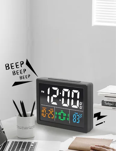 Miniatura 7 de Reloj despertador digital, con pantalla LED grande de 5.5", volumen de alarma ajustable, 6 niveles de brillo, ajustes de alarma, cargador USB