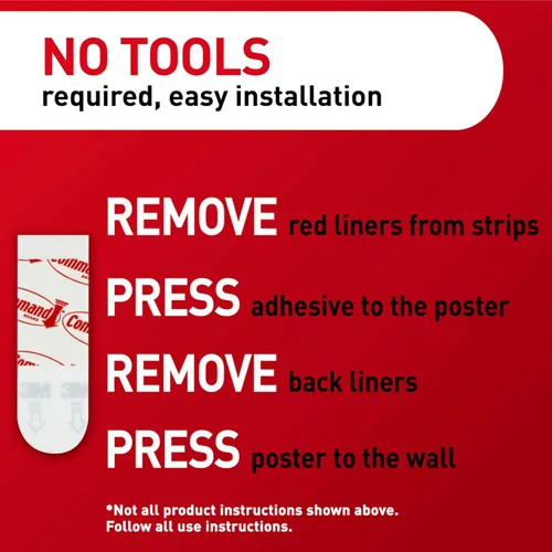 Miniatura 7 de Command Small Poster Strips, 128 White Adhesive Strips (2 Packs of 64), Damage-Free Hanging for Posters, Kids’ Artwork, Banners & Signs, No Tools