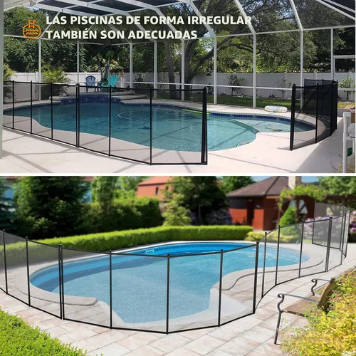 Miniatura 4 de VINGLI Valla de piscina de 4 pies x 108 pies, cercado de seguridad en el suelo, negro
