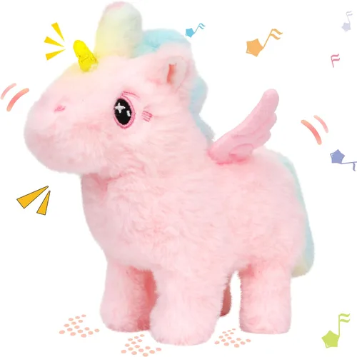 Miniatura 52 de Hopearl - Juguete de peluche electrónico interactivo de unicornio con sonidos y movimientos, camina y tiene un cuerno luminoso; regalo para niños