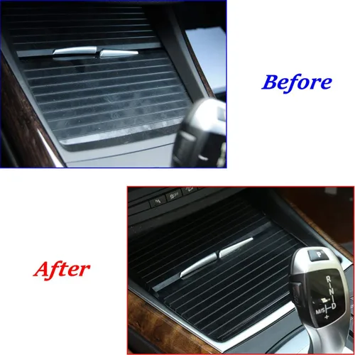 Miniatura 2 de YIWANG Molduras interiores de ABS cromadas para consola central de coche, decoración de marco de portavasos para BMW X5 E70 2008-2013 accesorios