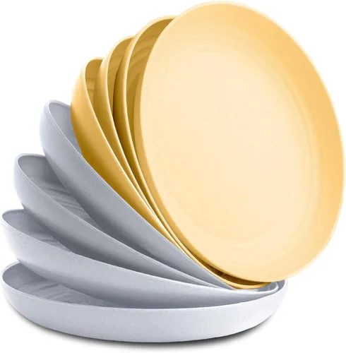 Miniatura 17 de Nook Theory Juego de 8 platos reutilizables de paja de trigo - Platos de cena no tóxicos y sin plástico para niños y adultos, plato ligero