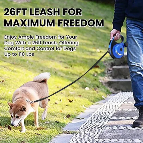 Miniatura 4 de Best Dog Supplies - Correa gruesa retráctil para perros grandes con dispensador de bolsas y linterna, correa de perro de 26 pies/26.2 ft para perros
