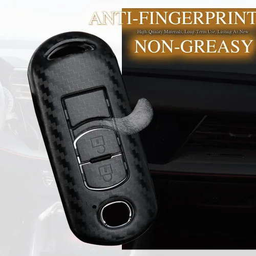Miniatura 5 de ontto Llavero de coche de 2 botones para Mazda 3 6 CX-3 CX-5 CX-7 CX-9 MX-5 Llavero Luz Textura de Carbono Cubierta de Llave Remoto Inteligente Negro