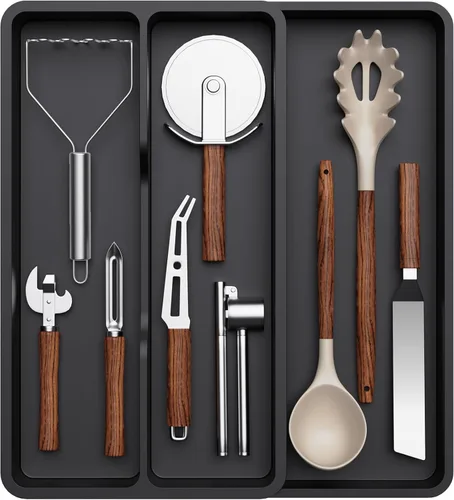Miniatura 11 de Lifewit Organizador de Cajón para Cubiertos, Organizador Expandible de Utensilios para Cajones de Cocina, Bandeja Ajustable para Cubiertos y Menaje