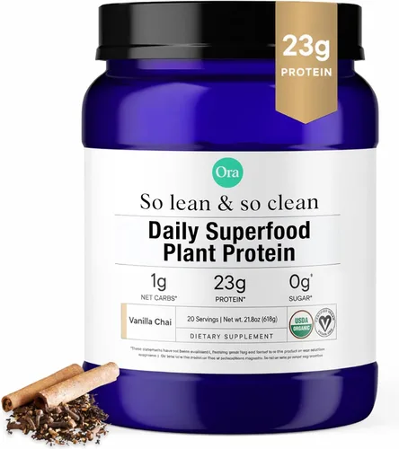 Miniatura 11 de Ora Organic Proteína en polvo a base de plantas - 23g de proteína para mujeres y hombres - Sabor a vainilla 20 porciones, vegano, proteína limpia