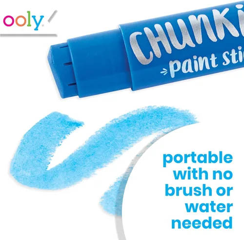 Miniatura 4 de Ooly Chunkies - Juego variado de 24 barras de pintura para niños, incluye colores clásicos, pastel y metálicos, sin ensuciar, de secado rápido