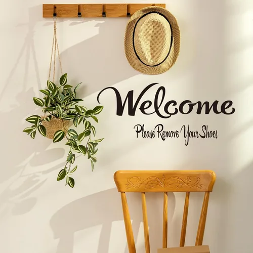 Miniatura 7 de Welcome Please Remove Your Shoes Vinilo Adhesivo de pared Hogar DIY Entrada Letras Palabras de pared