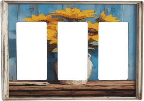 Miniatura 39 de BirdArt - Cubierta decorativa para interruptor de luz de 1 cuadrilla, placa de pared dúplex individual, placa frontal eléctrica para decoración