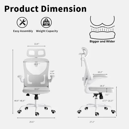 Miniatura 2 de NicBex Silla ergonómica para juegos de oficina con soporte lumbar ajustable, silla de computadora de malla transpirable para mujeres y hombres