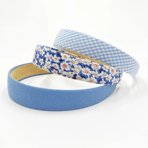 Miniatura 2 de 7 diademas de moda diferentes para mujer, diademas de flores antideslizantes, lindas diademas de perlas para niñas, diadema ancha vintage para Azul