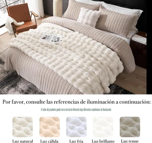 Miniatura 5 de Amélie Home Manta de Tiro de Piel Sintética para Sofá, Tiro de Felpa Burbuja Ultra Suave y Esponjoso para Sofá, Sala de Estar y Decoración