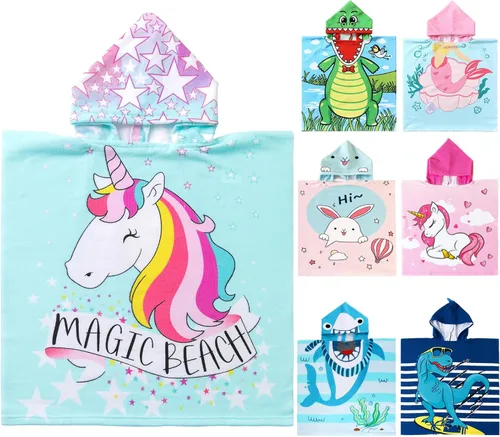 Miniatura 15 de NovForth Toalla de Playa para Niños y Niñas, Envoltorio de Toalla de Baño con Capucha de Cocodrilo, Toalla de Piscina para Niños Pequeños con Capucha