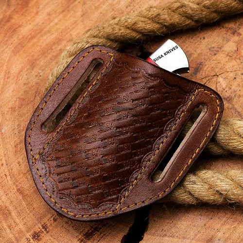 Miniatura 8 de Cuchillo de bolsillo de acero de Damasco, cuchillos de vaquero hechos a mano para exteriores, camping, senderismo, hoja de bloqueo trasera, cuchillo