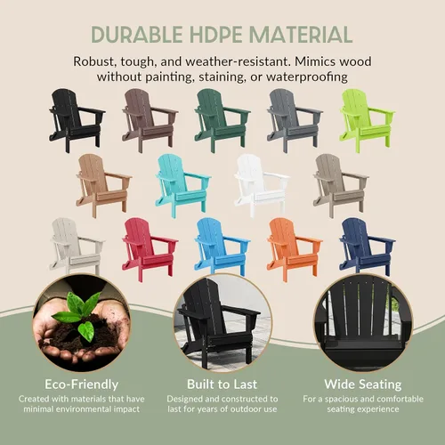 Miniatura 6 de WestinTrends Malibu HDPE - Silla plegable Adirondack de polietileno para exteriores, color negro