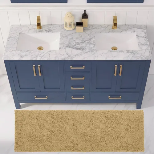 Miniatura 166 de LuxUrux Tapete de microfibra afelpada, de felpilla extrasuave, pelo largo de 1 pulgada, muy absorbente, para baño o ducha, lavar y secar a máquina