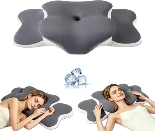 Almohada Ergo para aliviar la apnea del sueño, el dolor de cuello y los ronquidos | Almohada cervical para aliviar el dolor de cuello | Espuma Gris