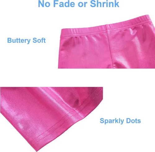 Miniatura 3 de LUOUSE Pantalones cortos de gimnasia para mujeres y niñas, pantalones cortos deportivos brillantes para niñas de 4 a 13 años, talla S-L