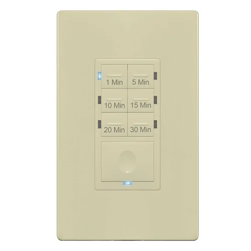 Enerlites Interruptor temporizador de cuenta regresiva para ventiladores de baño y luces del hogar, configuraciones de 1-5-10-15-20-30 minutos con