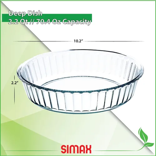 Miniatura 3 de SIMAX Molde de vidrio para hornear, plato redondo de 10.25 pulgadas de profundidad, manzana, calabaza, tartas navideñas, soporte para pastel