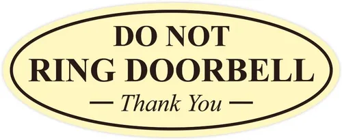 Miniatura 12 de All Quality Cartel de agradecimiento ovalado con texto en inglés «Do not Ring DOORBELL», color negro, pequeño, 1 paquete