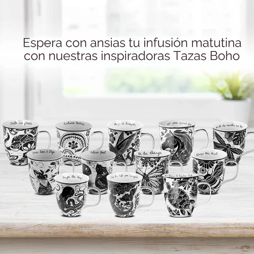 Miniatura 7 de Karma Gifts - Taza bohemia de 16 onzas, color blanco y negro, diseño de abeja, bonita taza de café y té, tazas de café de cerámica para mujeres