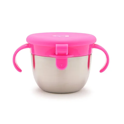 Miniatura 5 de Munchkin® Snack+™ Pinza para aperitivos de acero inoxidable con tapa, 9 onzas, rosa, paquete de 1 unidad