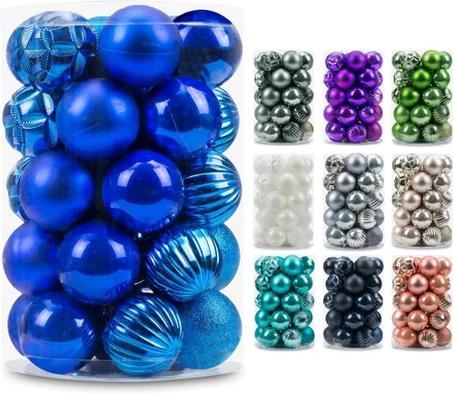 Miniatura 10 de AMS Esferas de Navidad de 2.36 pulgadas/60mm, 34 unidades, adornos grandes, decoraciones para fiestas, inastillables, colgantes festivos para Negro