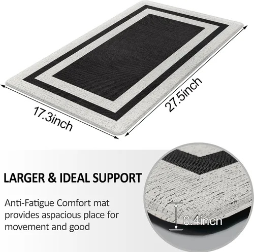 Miniatura 2 de Tapetes antifatiga para suelo de cocina, tapetes acolchados antifatiga de cocina de 17.3 x 27.5 pulgadas, impermeables, antideslizantes, de pie