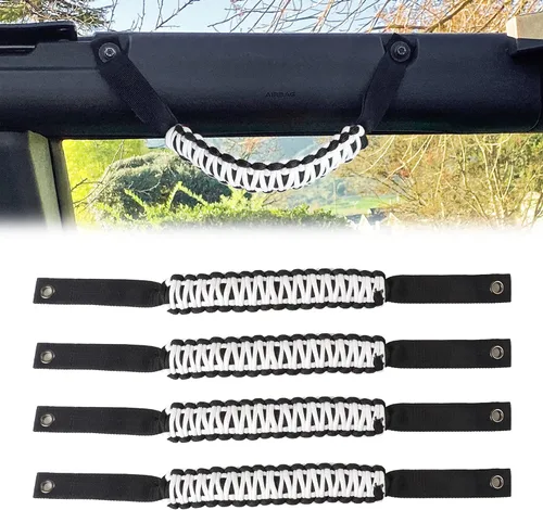 Miniatura 12 de Manijas de Agarre para Barra Antivuelco de Paracord para Accesorios Ford Bronco 2021 2022 2023 2024 2025 2 Puertas 4 Puertas, Paquete de 4 (Negro)
