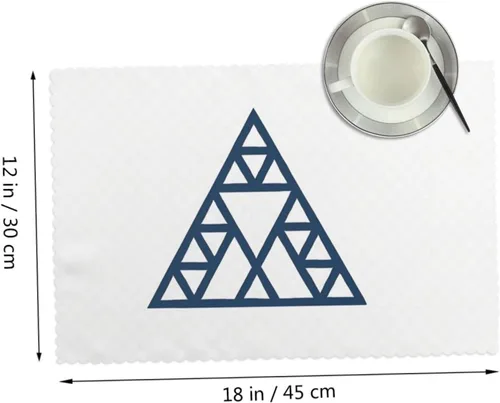 Miniatura 2 de Rectangular Placemats Set of 4, Heat Resistant Fractal Triangle Printed Kitchen Dining Table Mats