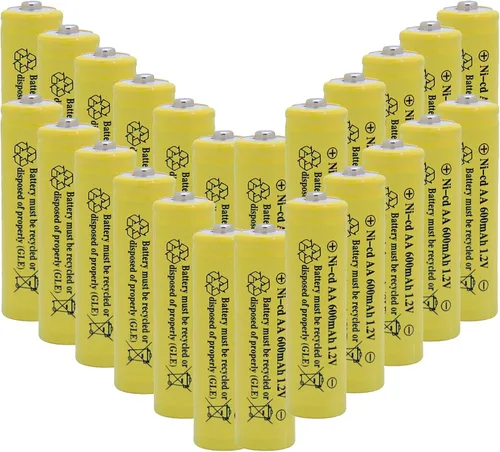 Miniatura 8 de AA - Batería recargable NICD de 600 mAh 1.2 V para luces solares al aire libre, luces de jardín, controles remotos, ratones amarillos (12 piezas)