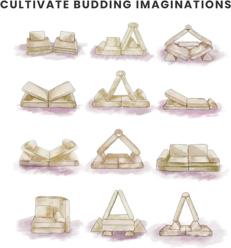 Miniatura 7 de jela Sofá de Juego para Niños Certificado de Seguridad, Sofá Suave para Niños con Funda Lavable a Máquina, Conjunto de Construcción de Fuerte