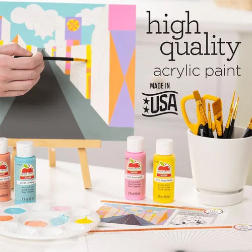 Miniatura 7 de Apple Barrel Art Lessons - Juego de pintura y pinceles, kit de 34 piezas que incluye 23 colores de pintura acrílica Apple Barrel de 2 onzas