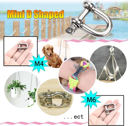 Miniatura 5 de Grillete en forma de D de acero inoxidable 304 5/32", 1/4", 5/16", 3/8", 9/16", para cadenas, cable de alambre, elevación, camping al aire libre