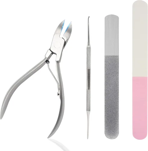 Stellmacher - Cortaúñas para los pies, kit profesional de cuidado de uñas con cortaúñas de acero inoxidable, kit de manicura y pedicura de 4 piezas