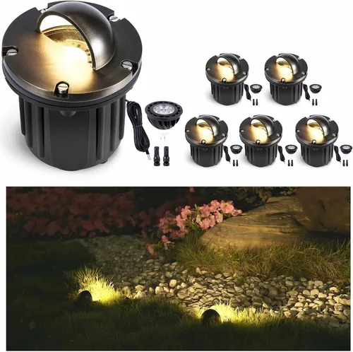 Miniatura 18 de Gardenreet - Luz de pozo de latón de 12 V para exteriores, impermeable, iluminación de paisaje, faro superior de bajo voltaje LED Ip65, bronce